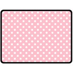 Polka Dots - White on Pink Fleece Blanket (Large) (One Side)