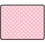 Polka Dots - White on Pink Double Sided Fleece Blanket (Medium) (Two Sides)