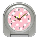 Polka Dots - White on Pink Desk Alarm Clock