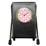 Polka Dots - White on Pink Pen Holder Desk Clock