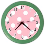 Polka Dots - White on Pink Color Wall Clock