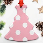 Polka Dots - White on Pink Christmas Tree Ornament (Two Sides)