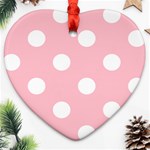 Polka Dots - White on Pink Heart Ornament (Two Sides)
