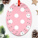 Polka Dots - White on Pink Oval Filigree Ornament (Two Sides)