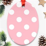 Polka Dots - White on Pink Oval Ornament (Two Sides)