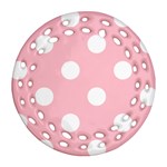 Polka Dots - White on Pink Ornament (Round Filigree)