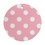 Polka Dots - White on Pink Round Ornament (Two Sides)