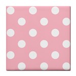Polka Dots - White on Pink Tile Coaster