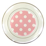 Polka Dots - White on Pink Porcelain Plate
