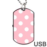 Polka Dots - White on Pink Dog Tag USB Flash (One Side)