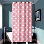 Polka Dots - White on Pink Shower Curtain 36  x 72  (Stall)