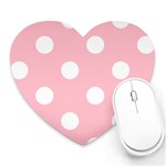 Polka Dots - White on Pink Heart Mousepad