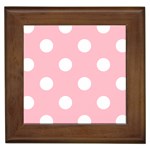 Polka Dots - White on Pink Framed Tile
