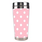 Polka Dots - White on Pink Stainless Steel Travel Tumbler