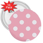 Polka Dots - White on Pink 3  Button (10 pack)