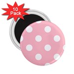 Polka Dots - White on Pink 2.25  Magnet (10 pack)