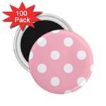 Polka Dots - White on Pink 2.25  Magnet (100 pack)