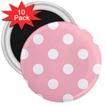 Polka Dots - White on Pink 3  Magnet (10 pack)