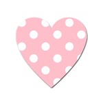 Polka Dots - White on Pink Magnet (Heart)