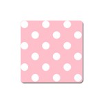 Polka Dots - White on Pink Magnet (Square)
