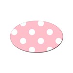 Polka Dots - White on Pink Sticker Oval (10 pack)