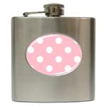 Polka Dots - White on Pink Hip Flask (6 oz)