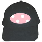 Polka Dots - White on Pink Black Cap