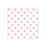 Polka Dots - Pink on White Satin Bandana Scarf