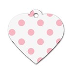Polka Dots - Pink on White Dog Tag Heart (Two Sides)