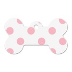 Polka Dots - Pink on White Dog Tag Bone (Two Sides)