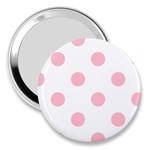 Polka Dots - Pink on White 3  Handbag Mirror