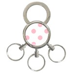 Polka Dots - Pink on White 3-Ring Key Chain