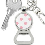 Polka Dots - Pink on White Bottle Opener Key Chain