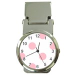 Polka Dots - Pink on White Money Clip Watch