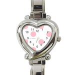 Polka Dots - Pink on White Heart Italian Charm Watch