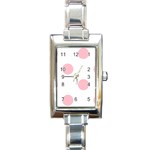 Polka Dots - Pink on White Rectangle Italian Charm Watch