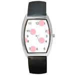 Polka Dots - Pink on White Barrel Style Metal Watch