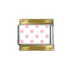 Polka Dots - Pink on White Gold Trim Italian Charm (9mm)