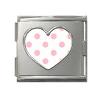 Polka Dots - Pink on White Mega Link Heart Italian Charm (18mm)