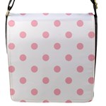 Polka Dots - Pink on White Flap Closure Messenger Bag (S)