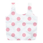 Polka Dots - Pink on White Full Print Recycle Bag (L)