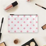Polka Dots - Pink on White Cosmetic Bag (S)
