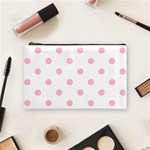 Polka Dots - Pink on White Cosmetic Bag (M)