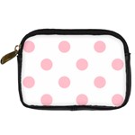 Polka Dots - Pink on White Digital Camera Leather Case