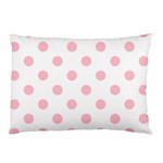 Polka Dots - Pink on White Pillow Case (One Side)