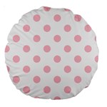 Polka Dots - Pink on White Large 18  Premium Round Cushion