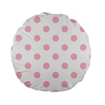 Polka Dots - Pink on White Standard 15  Premium Round Cushion