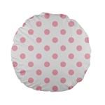 Polka Dots - Pink on White Standard 15  Premium Flano Round Cushion