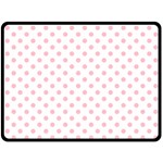 Polka Dots - Pink on White Fleece Blanket (Large) (One Side)