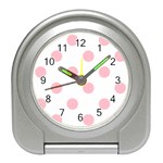 Polka Dots - Pink on White Desk Alarm Clock